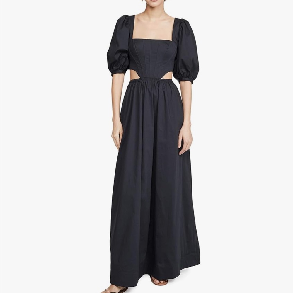 Women’s STAUD  Black Puff Sleeve Cutout Dress NWT